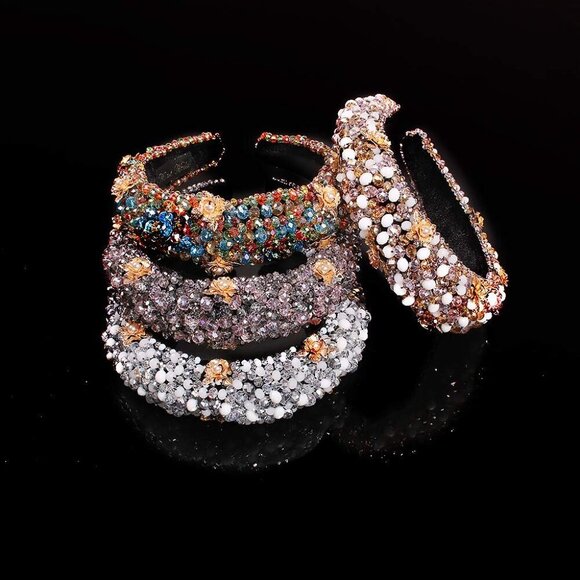 Multicolor Velvet Headbands Pearl Crystal Beads Fashion Hair Hoops Women Girls main image 5